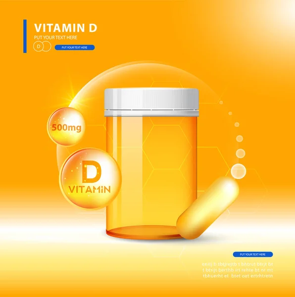 Vitamina Pílula Brilhante Ouro Com Fórmula Química Ácido Ascórbico — Vetor de Stock