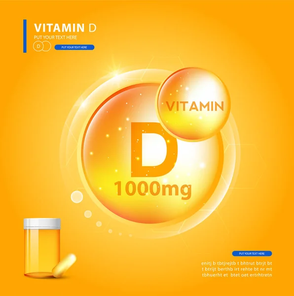 Vitamin Pil Emas Bersinar Dengan Rumus Kimia Asam Askorbat - Stok Vektor