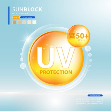 Ultraviyole ya da ultraviyole güneş kremi ikonu. Vektör illüstrasyon tasarımı