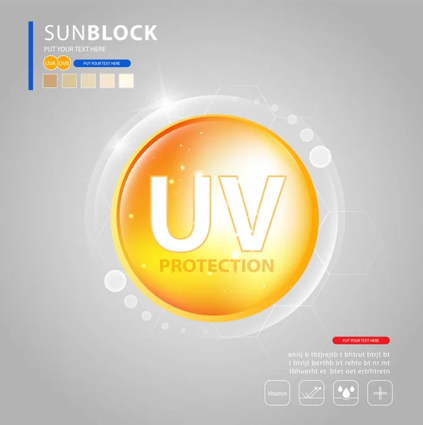 Protezione Icona Protezione Solare Ultravioletta Progettazione Illustrazione Vettoriale — Vettoriale Stock