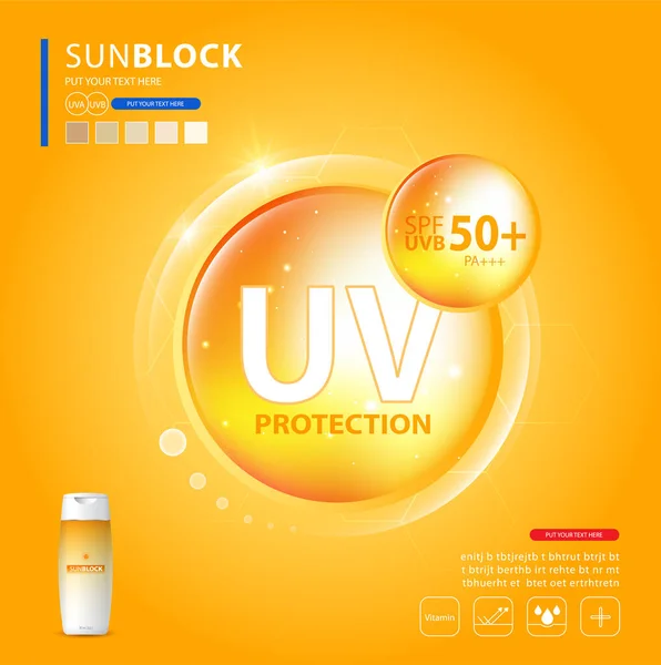 Protezione Icona Protezione Solare Ultravioletta Progettazione Illustrazione Vettoriale — Vettoriale Stock