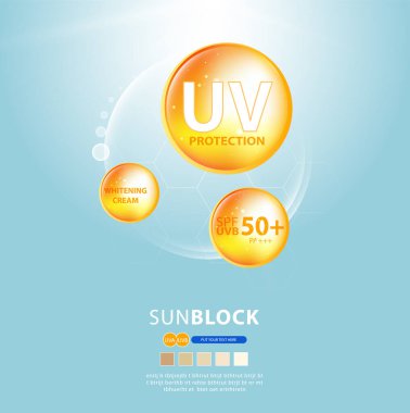 Ultraviyole ya da ultraviyole güneş kremi ikonu. Vektör tasarımı.