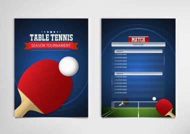 Masa tenisi ya da masa tenisi turnuvası. poster veya başlık vektör şablonu tasarımı.