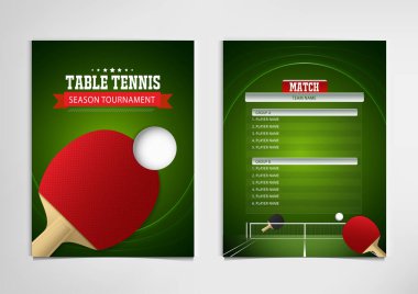 Masa tenisi ya da masa tenisi turnuvası. poster veya başlık vektör şablonu tasarımı.