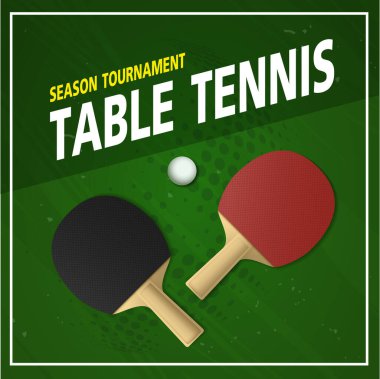 Masa tenisi ya da masa tenisi turnuvası. poster veya başlık vektör şablonu tasarımı.