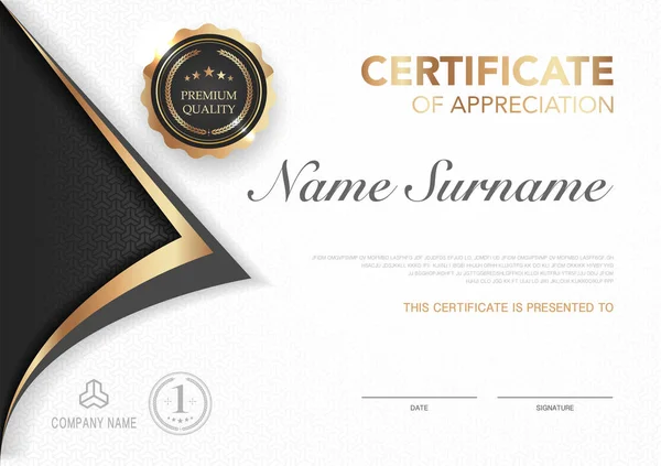 Modelo Certificado Preto Ouro Com Imagem Estilo Luxo Diploma Design —  Vetores de Stock