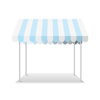 Şablon alışveriş standı veya mavi kabin vektör çizimi.
