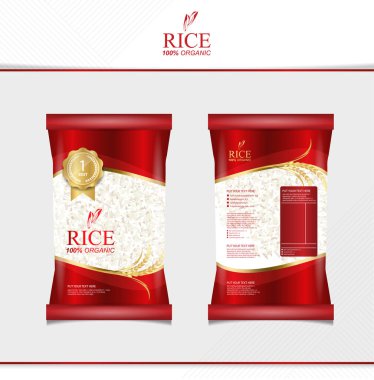 Pirinç yemeği veya Tayland yemeği, paket, bayrak ve poster taşıyıcı tasarımı.