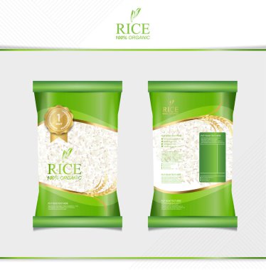 Pirinç yemeği veya Tayland yemeği, paket, bayrak ve poster taşıyıcı tasarımı.
