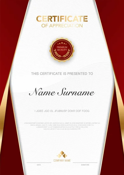 Diploma Plantilla Certificado Color Azul Oro Con Imagen Vectorial Lujo — Archivo Imágenes Vectoriales