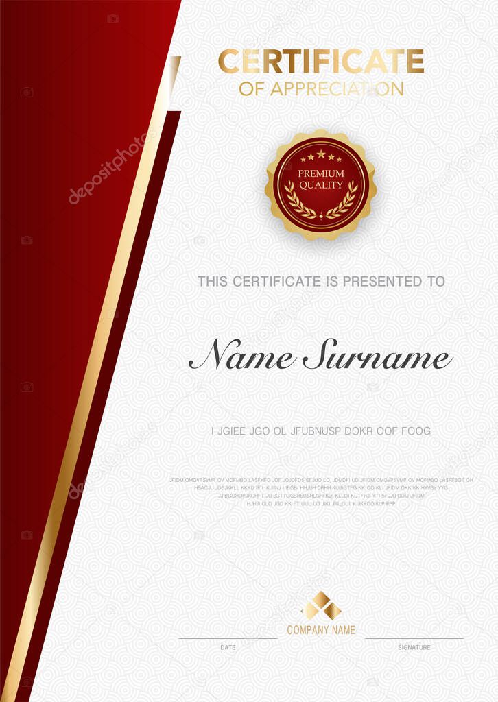 diploma certificate template blue and gold color with luxury and modern style vector image, suitable for appreciation.  Vector illustration EPS10.