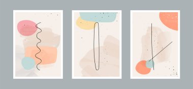 Duvar dekorasyonu, kartpostal ya da broşür kapağı tasarımı için farklı şekillere sahip soyut sanat geçmişi. Vektör çizimleri tasarımı