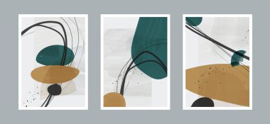 Duvar dekorasyonu, kartpostal ya da broşür kapağı tasarımı için farklı şekillere sahip soyut sanat geçmişi. Vektör çizimleri tasarımı