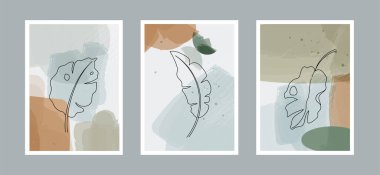 Modern soyut çizgiler ve sanat arka planında duvar dekorasyonu, kartpostal veya broşür kapağı tasarımı için farklı şekiller barındırır. Vektör çizimleri tasarımı