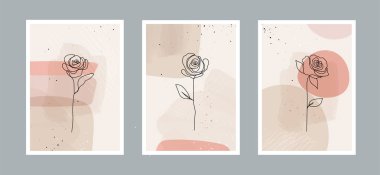 Duvar dekorasyonu, kartpostal veya broşür kapağı tasarımı için farklı şekillere sahip modern soyut minimalist sanat arka planı. Vektör çizimleri tasarımı.