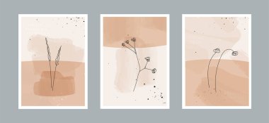 Duvar dekorasyonu, kartpostal veya broşür kapağı tasarımı için farklı şekillere sahip modern soyut minimalist sanat arka planı. Vektör çizimleri tasarımı.