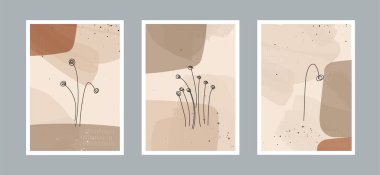 Duvar dekorasyonu, kartpostal veya broşür kapağı tasarımı için farklı şekillere sahip modern soyut minimalist sanat arka planı. Vektör çizimleri tasarımı.