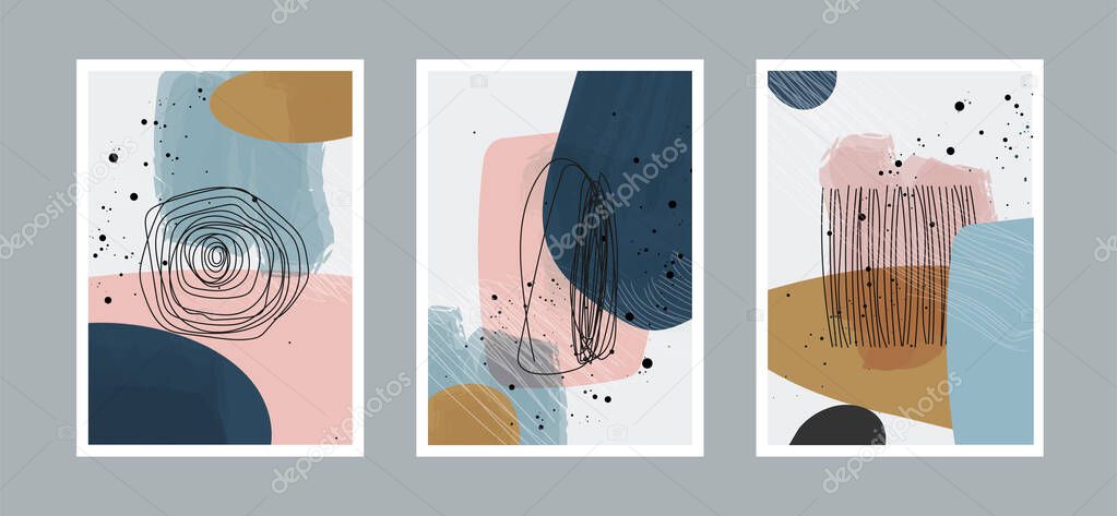 Abstract arts background with different shapes for wall decoration, postcard or brochure cover design. Vector illustrations design