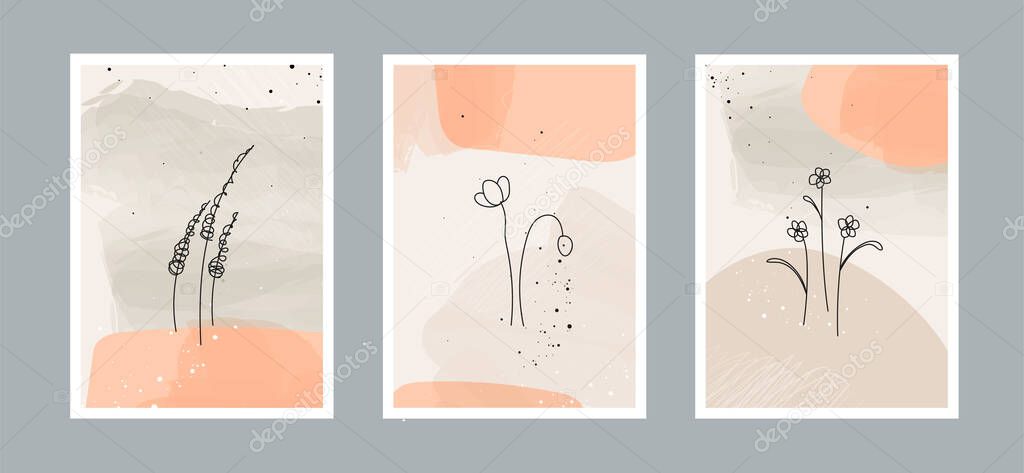 Modern abstract line minimalistic arts background with different shapes for wall decoration, postcard or brochure cover design. Vector  illustrations design.