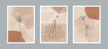 Duvar dekorasyonu, kartpostal veya broşür kapağı tasarımı için farklı şekillere sahip modern soyut minimalist sanat arka planı. Vektör çizimleri tasarımı.