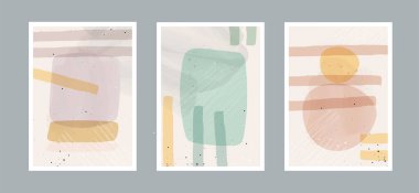 Duvar dekorasyonu, kartpostal ya da broşür kapağı tasarımı için farklı şekillere sahip soyut sanat geçmişi. Vektör çizimleri tasarımı.