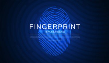 Parmak izi taraması, devre kartında parmak iziyle birlikte soyut güvenlik sistemi konsepti. Siber güvenlik kavramı. vektör çizimi tasarımı.