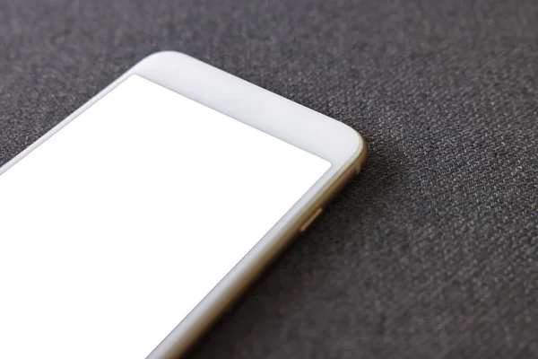 Schermo Bianco Smart Phone Sul Divano Soggiorno Concetto Tecnologia Connessione — Foto Stock