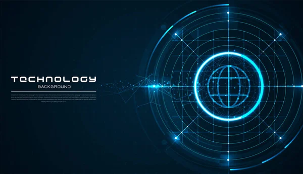 Tecnologia Abstrata Com Rede Mundial Global Telecomunicação Visualização Dados Digitais — Vetor de Stock