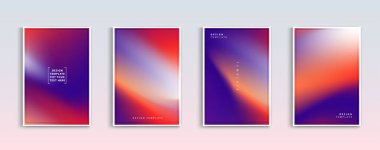 Gradyan arka plan vektör kümesi. Uygulama, web tasarımı, web sayfaları, afişler, tebrik kartları için kırmızı, orangutan, mavi ve beyaz soyut arkaplan. Vektör illüstrasyon tasarımı