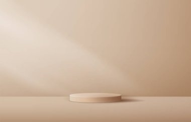 Ürün sunumu, markalaşma ve paketleme sunumu için kozmetik arka plan ve premium podyum görüntüsü. Arka planda gölgesi olan stüdyo sahnesi. vektör tasarımı