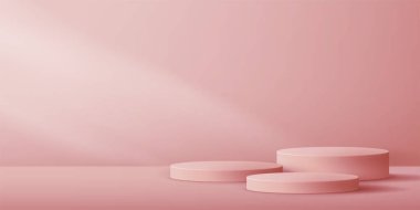 Ürün sunumu, markalaşma ve paketleme sunumu için kozmetik arka plan ve premium podyum görüntüsü. Arka planda gölgesi olan stüdyo sahnesi. vektör tasarımı