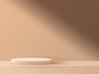 Ürün sunumu, markalaşma ve paketleme sunumu için kozmetik arka plan ve premium podyum görüntüsü. Arka planda gölgesi olan stüdyo sahnesi. vektör tasarımı