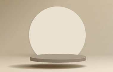 Ürün sunumu, markalaşma ve paketleme sunumu için kozmetik kahverengi arka plan minimal ve premium podyum. Arka planda gölgesi olan stüdyo sahnesi. vektör tasarımı.