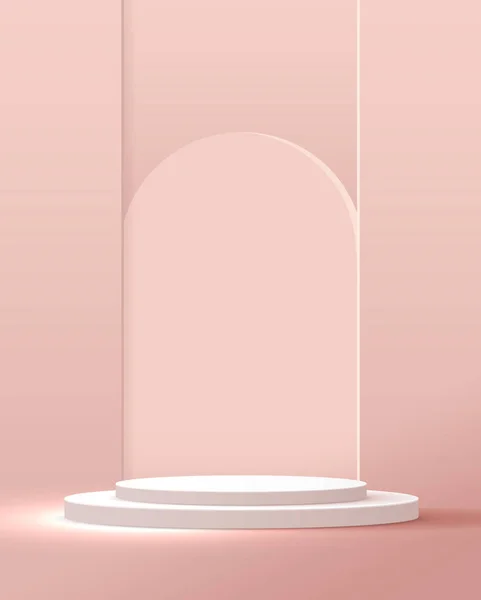 Kosmetische Pastellrosa Hintergrund Minimale Und Hochwertige Podiumständer Für Produktpräsentation Branding — Stockvektor