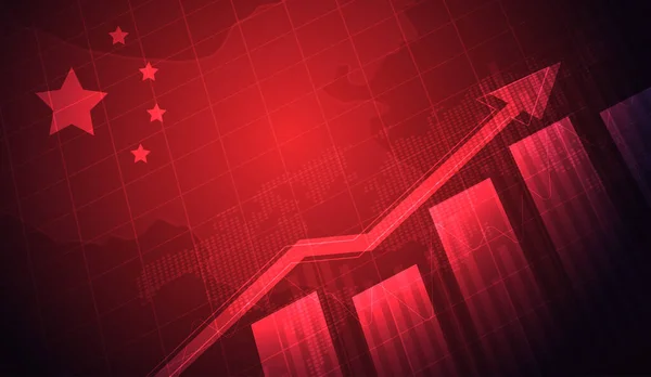 Rosnący Wykres Tle Chińskiej Flagi Wykresu Świecznik Giełda Papierów Wartościowych — Wektor stockowy