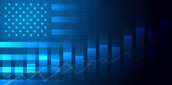 Gráfico Crescente Contra Pano Fundo Eua América Bandeira Castiçal Gráfico —  Vetores de Stock