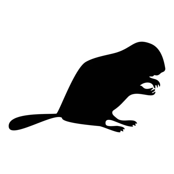 Silhouette Beaver Animal Rodent Stand Black Color Vector Illustration Flat —  Vetores de Stock