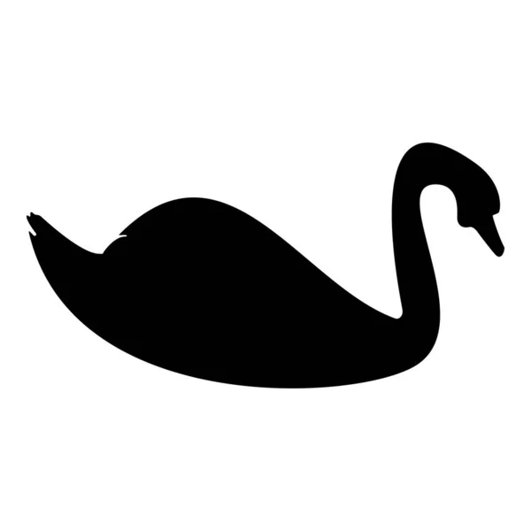 Silhouette Swan Bird Waterbird Black Color Vector Illustration Flat Style — Stockový vektor