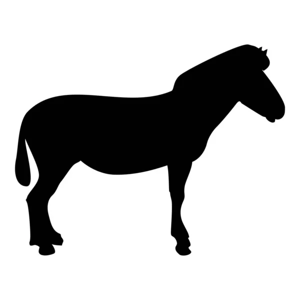 Silhouette Zebra Stand Animal Standing Black Color Vector Illustration Flat — 图库矢量图片