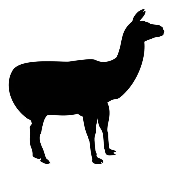 Silhouette Alpaca Llama Lama Guanaco Black Color Vector Illustration Flat — Vector de stock