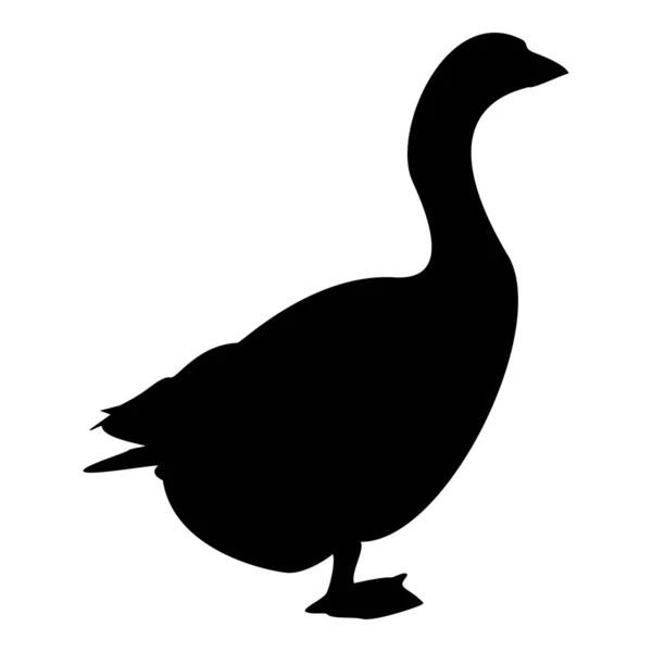 Silhouette Goose Gosling Geese Anser Gander Black Color Vector Illustration — Image vectorielle