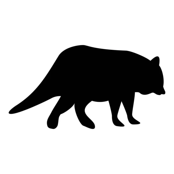 Silhouette Raccoon Coon Black Color Vector Illustration Flat Style Simple — Vector de stock