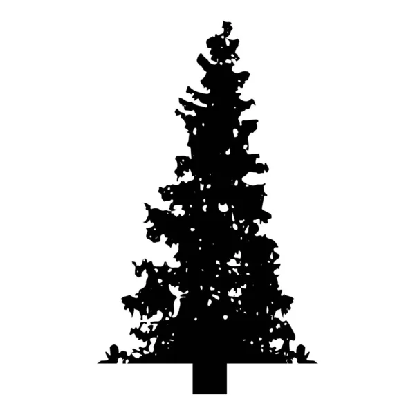 Silhouette Fir Tree Christmas Coniferous Spruce Pine Forest Evergreen Woods — Image vectorielle