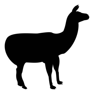 Silhouette alpaca llama lama guanaco black color vector illustration flat style simple image
