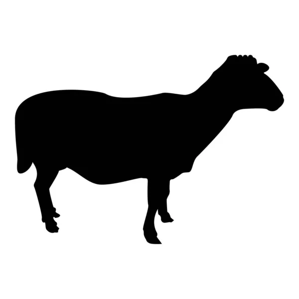 Silhouette Sheep Ewe Domestic Livestock Farm Animal Cloven Hoofed Lamb — Vetor de Stock