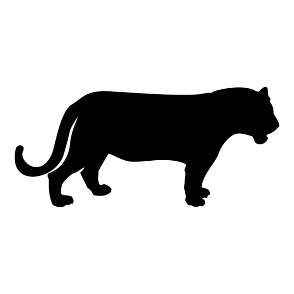 Silhouette Tiger Black Color Vector Illustration Flat Style Simple Image — Vector de stock