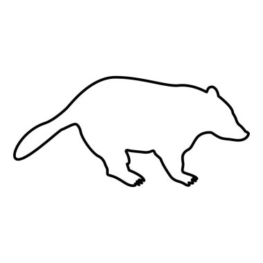 Porsuk hayvan vahşi Meles Taxus yırtıcı memeli aile kunihih etobur ana hatları siyah renk vektör illüstrasyonu düz resim