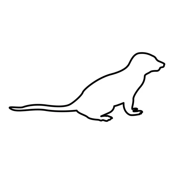 Meerkat Pose Suricata Suricatta Contour Outline Zwart Kleur Vector Illustratie — Stockvector