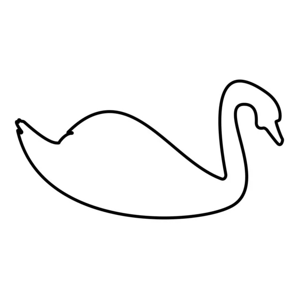 Swan Πουλί Waterbird Περίγραμμα Περίγραμμα Μαύρο Χρώμα Διάνυσμα Εικονογράφηση Επίπεδη — Διανυσματικό Αρχείο