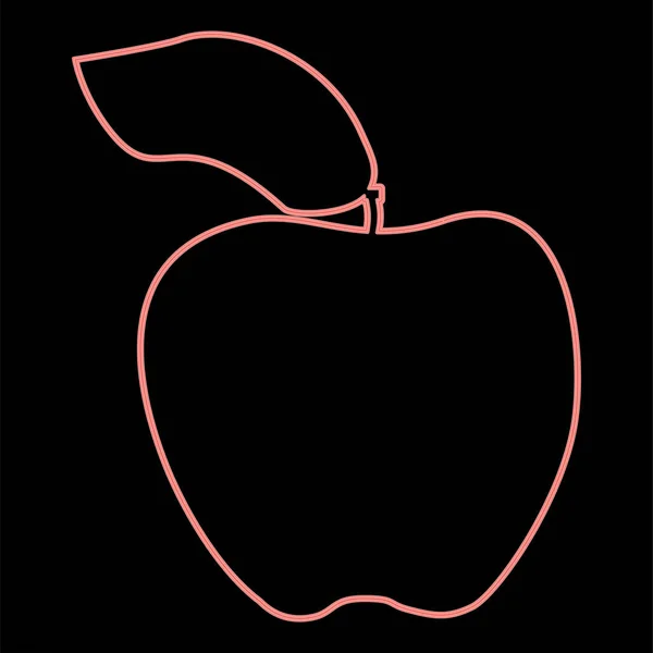 Neon Apfel Ist Der Rote Farbvektor Illustration Flachen Stil Licht — Stockvektor